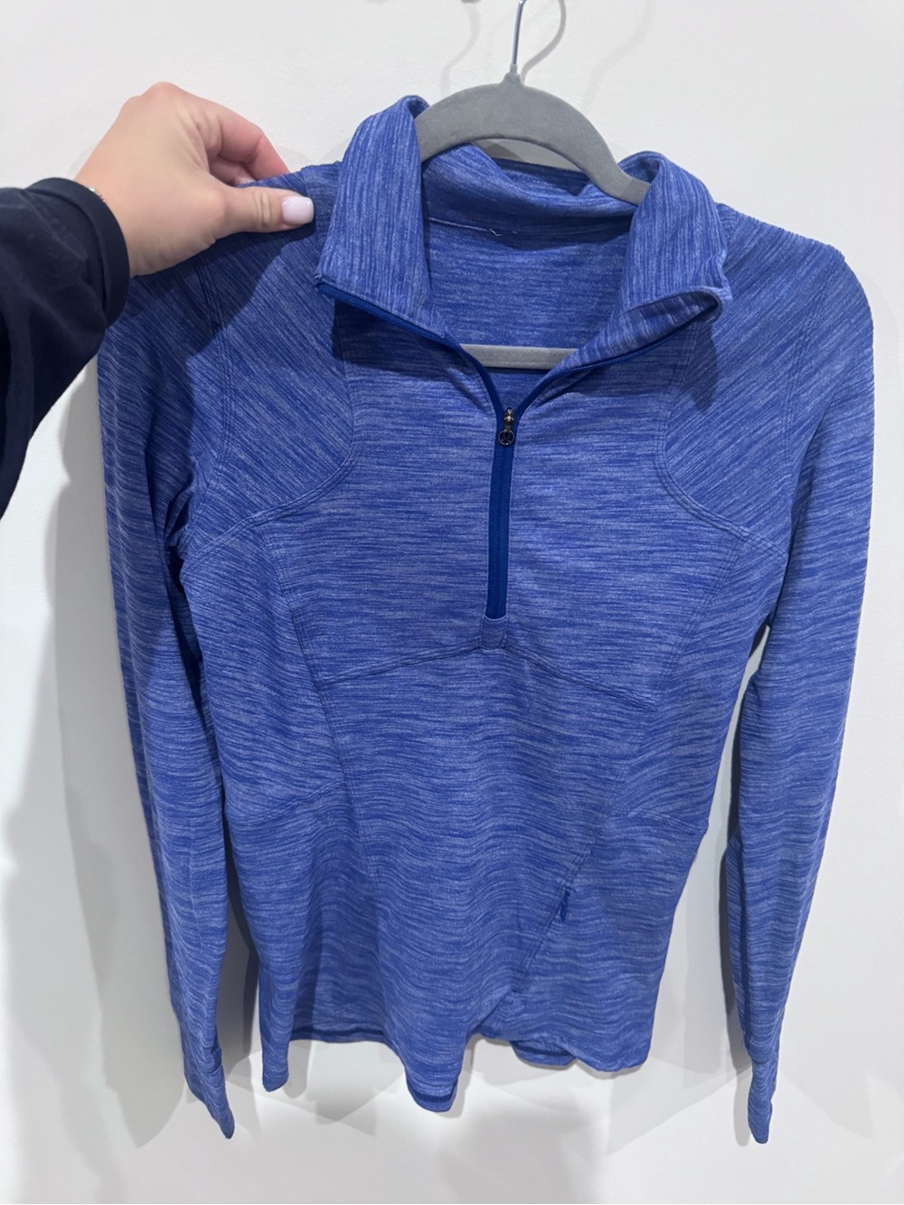 Lululemon Kanto catch me 1/2 zip hethered sapphire blue sz 6